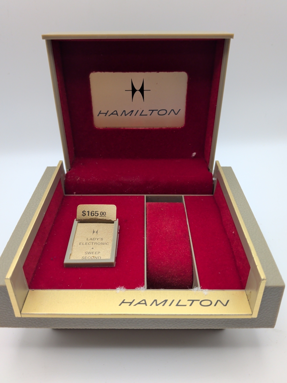 VTG 70s Hamilton Watch Case Plastic W/ Cardboard Box NO WATCH! Box Only (F)